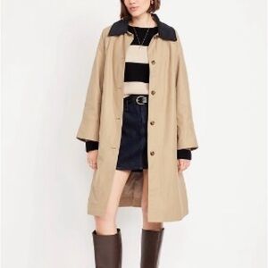 Old Navy Beige Trench Coat with Dark Collar